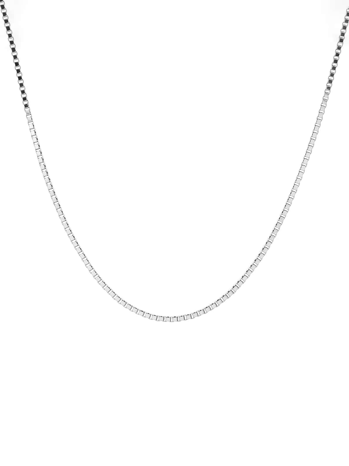 Collar fino de plata con eslabones cúbicos y baño de rodio (45 cm)