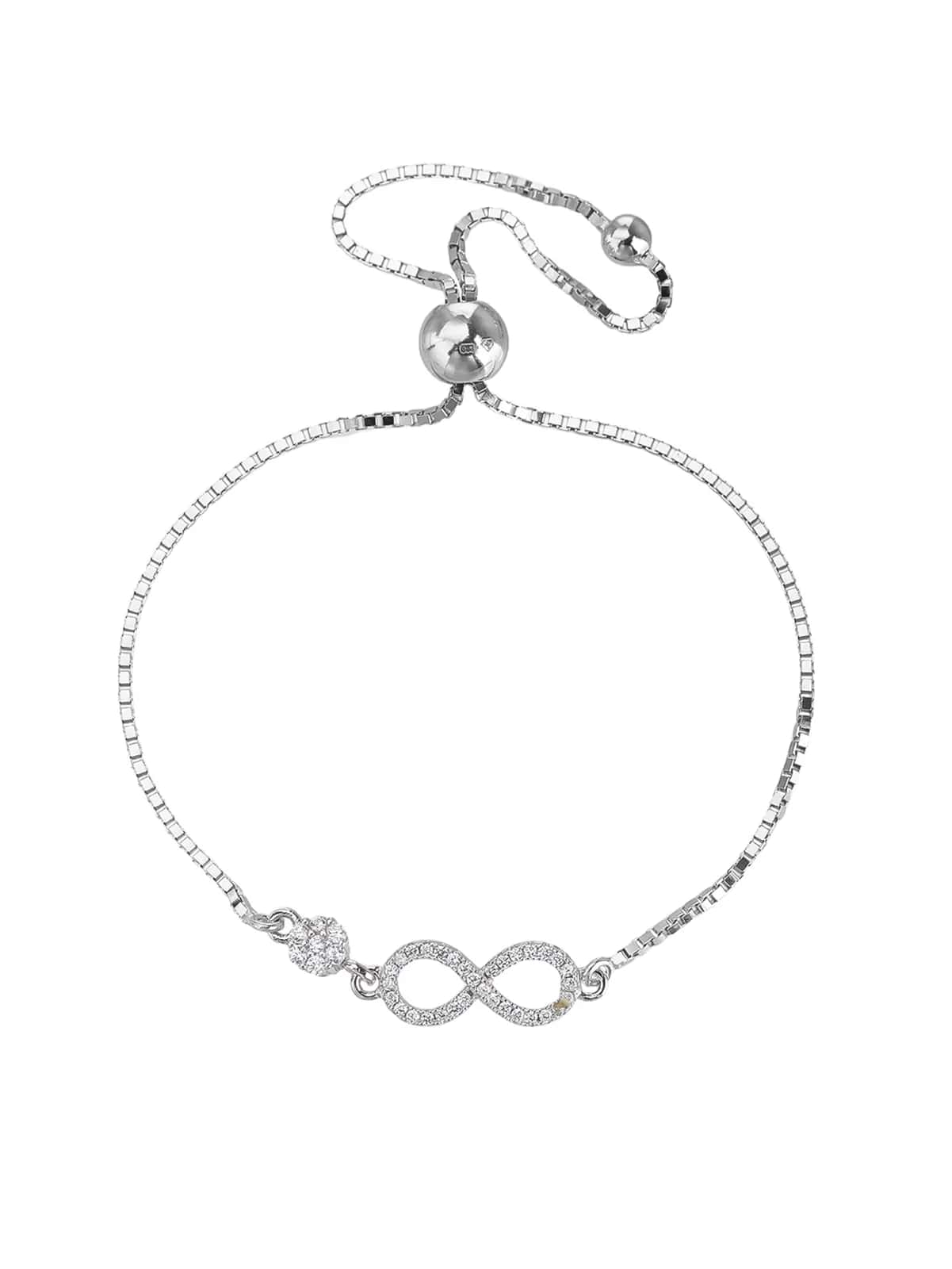 Verstellbares Armband aus 925er Silber mit Unendlichkeitssymbol, rhodiniert