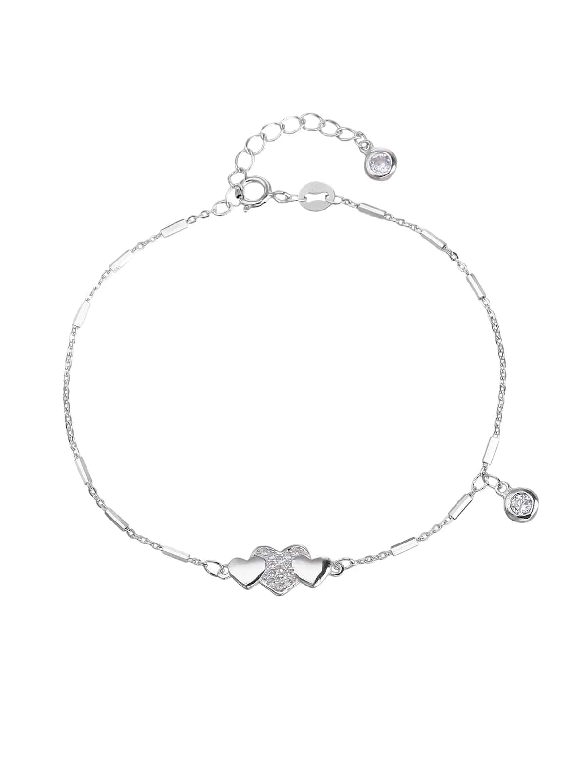Armband aus 925er Silber mit Herzmotiv, Zirkonia und Rhodiumbeschichtung