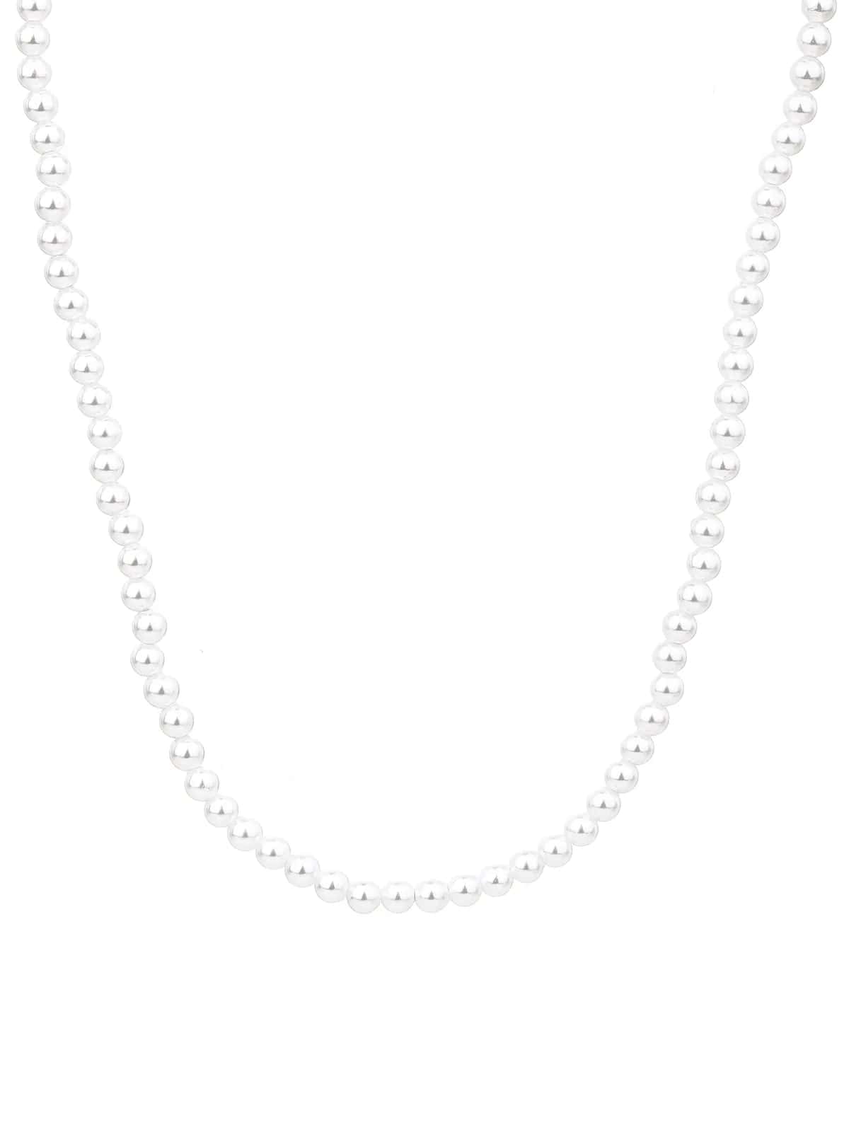 Collar de perlas de concha blancas con cierre de plata (45+4 cm)