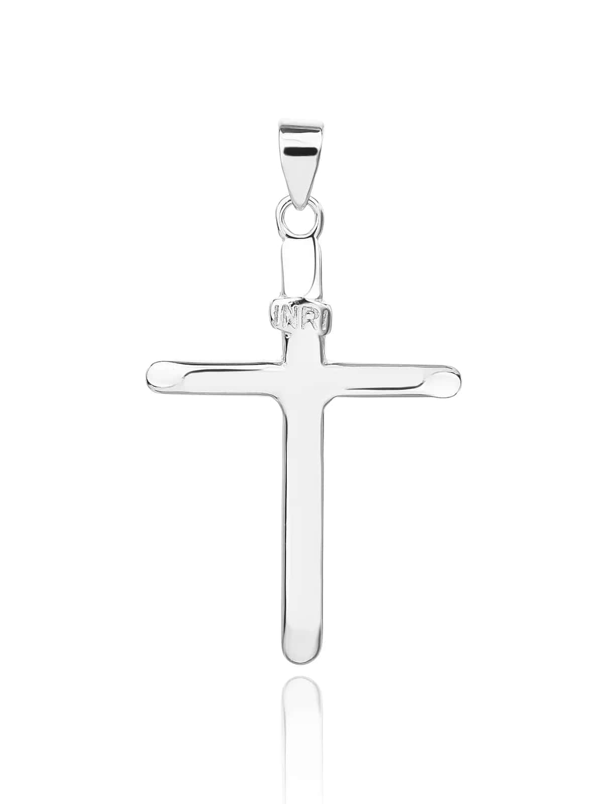 Rhodinierter Kreuzanhänger mit "INRI"-Inschrift