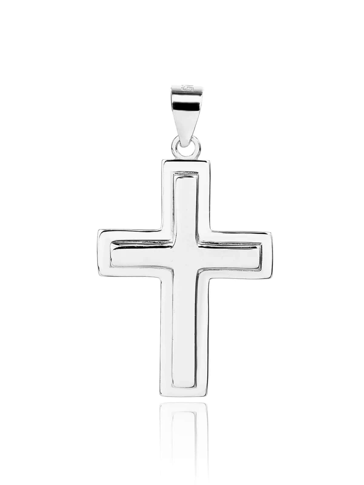 Rhodinierter Kreuz-Anhänger mit Rahmen