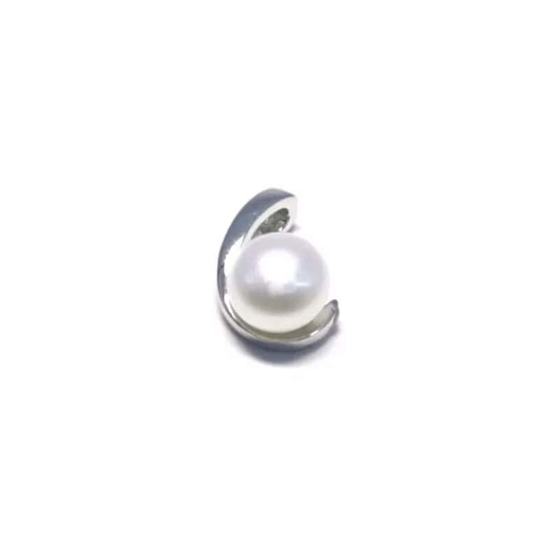 Colgante curvo de plata con perla