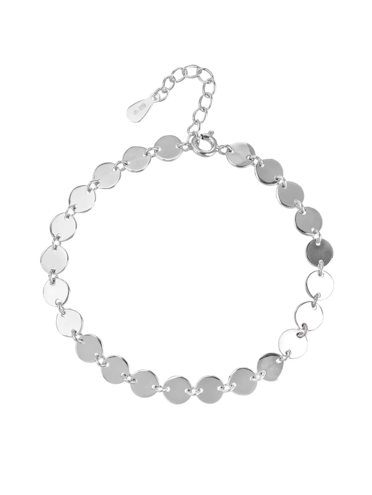 Armband aus 925er Silber mit Scheibchenmuster, rhodiniert