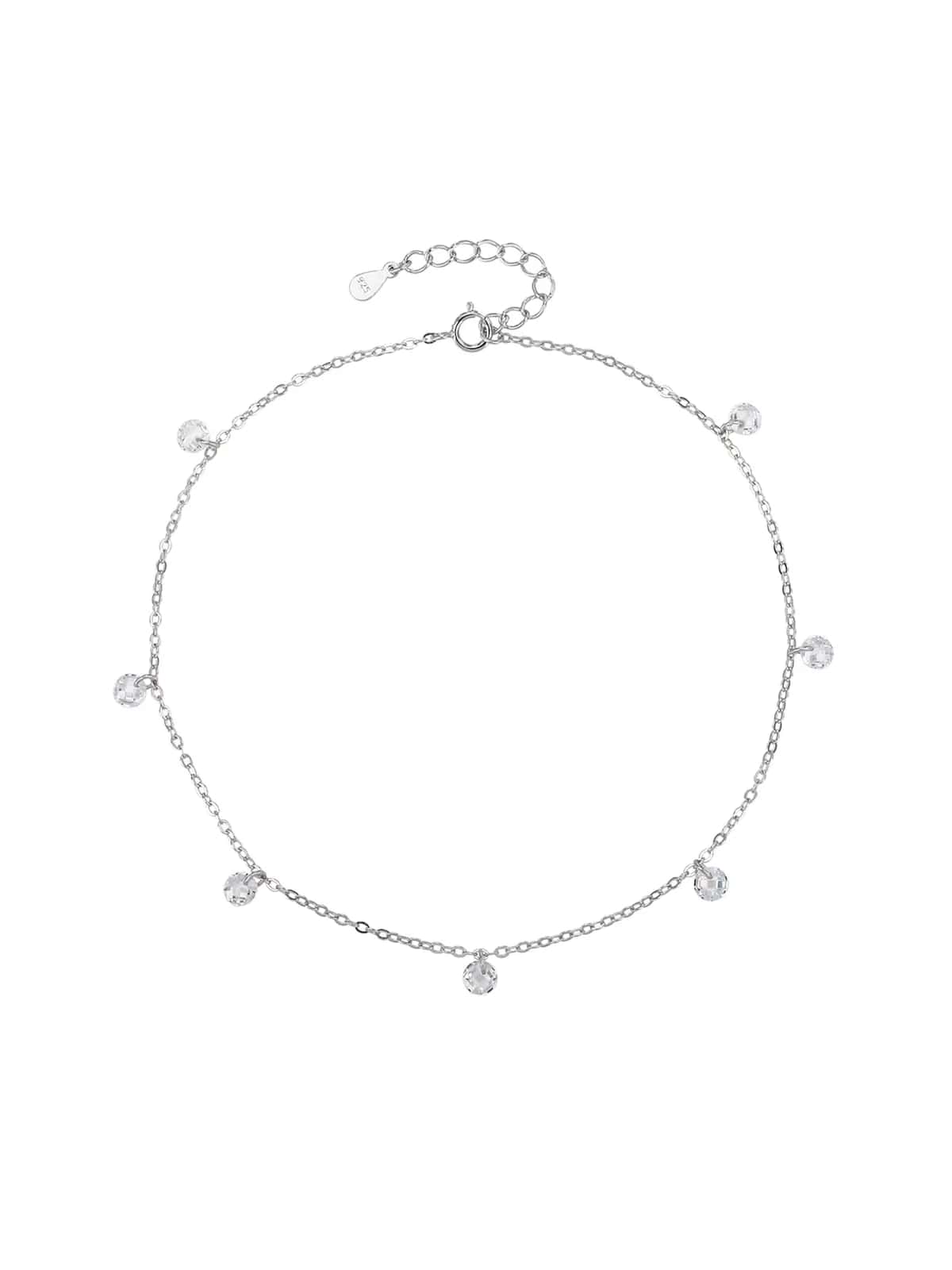Tobillera de plata con circonitas blancas (24+4 cm)