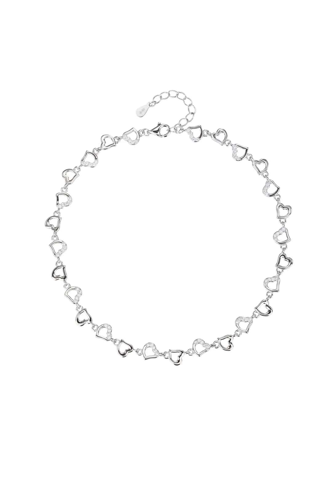 Tobillera con motivo de corazones y circonitas (24+4 cm)