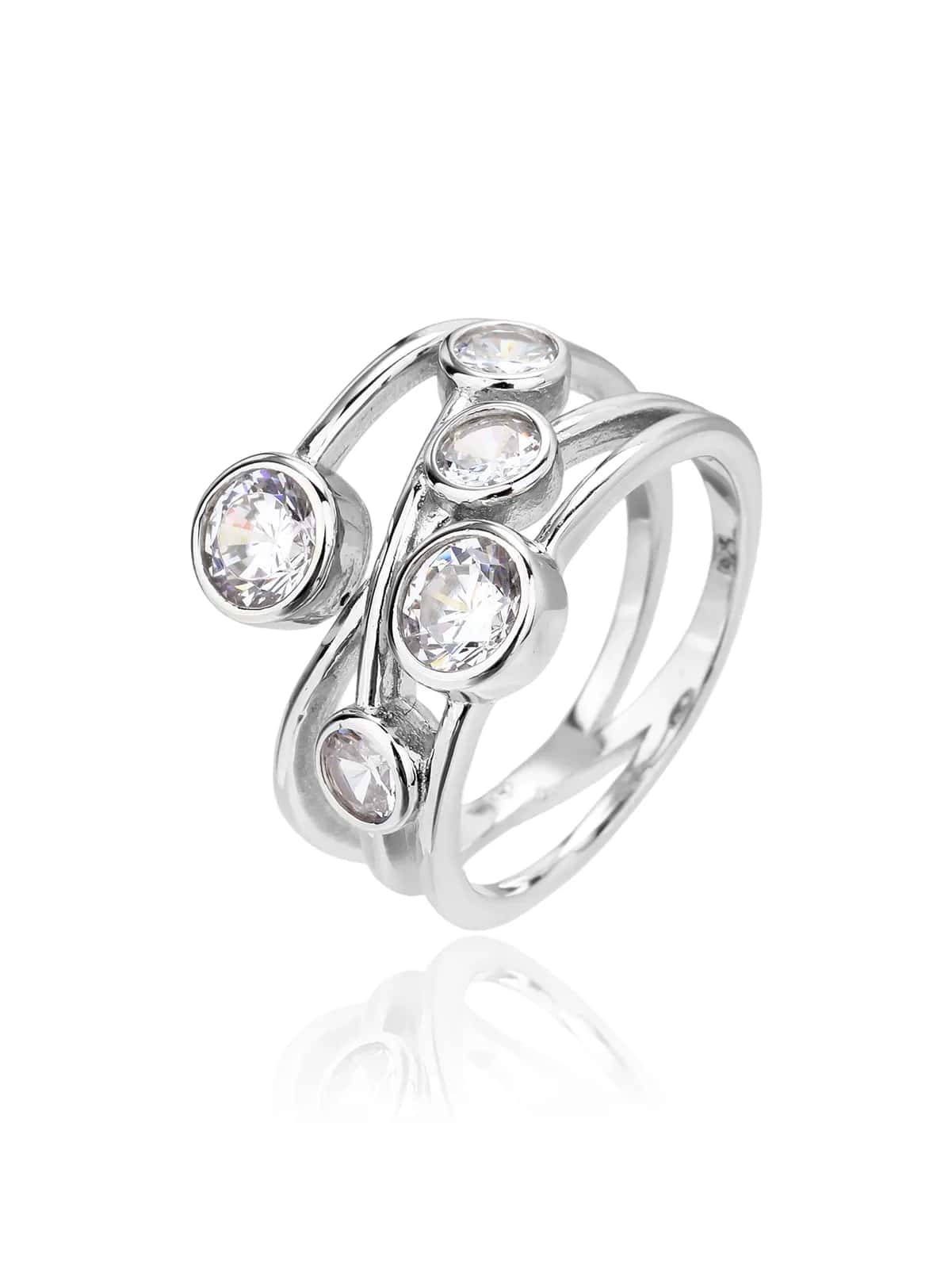 Anillo de plata de ley 925 con circonitas, con baño de rodio