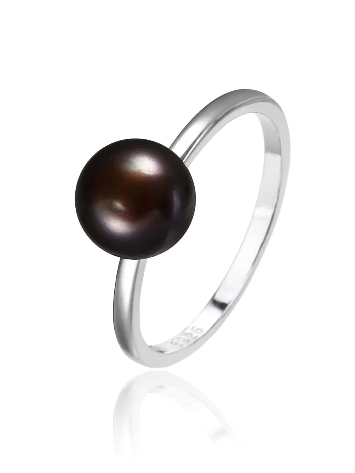 Anillo de plata con perla negra cultivada de agua dulce