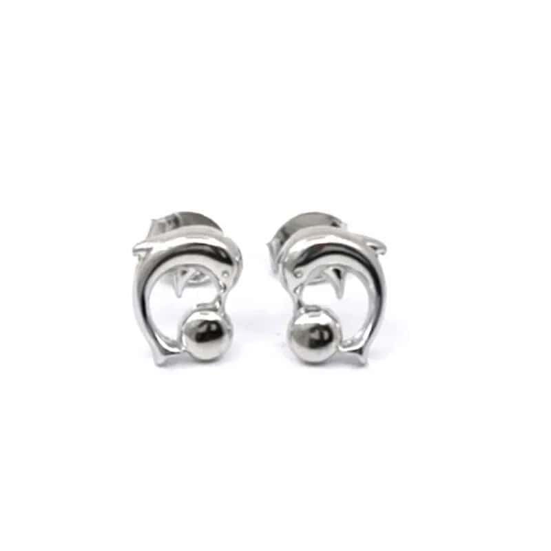 Silver dolphin earrings