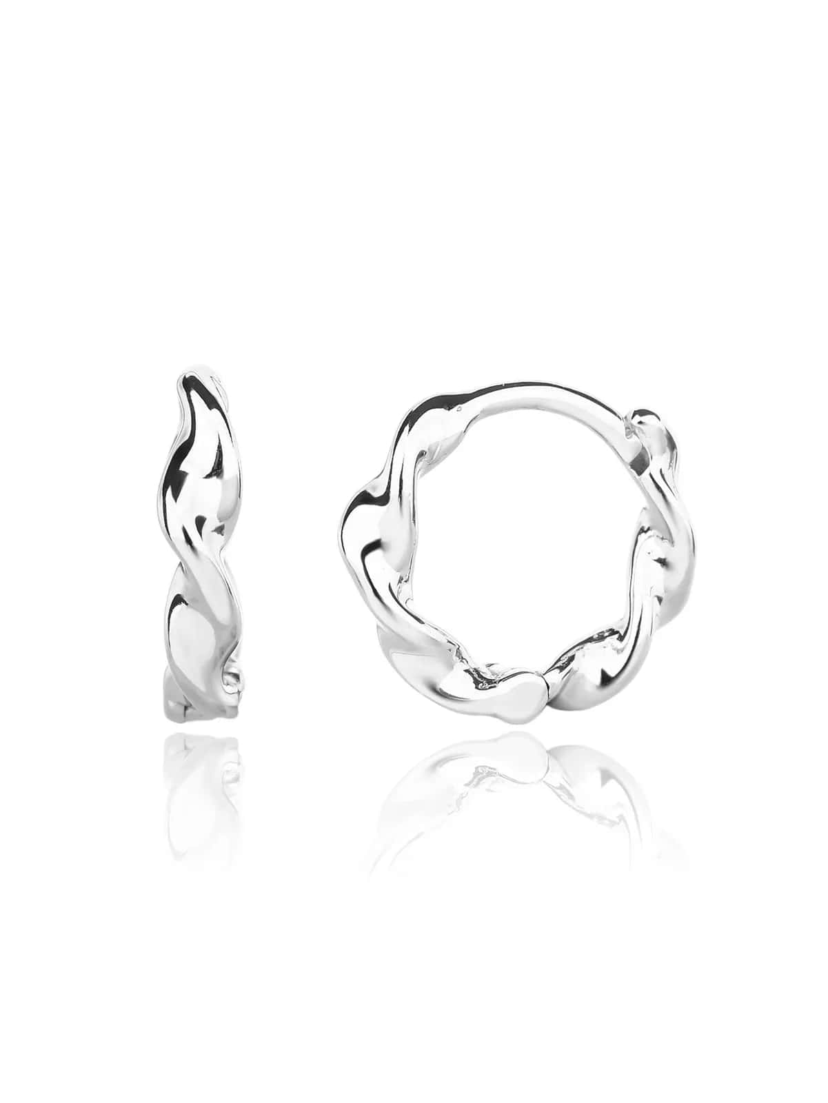 Wave-patterned hoop earrings, AG 925 rhodium-plated silver (1.3 × 0.3 cm)
