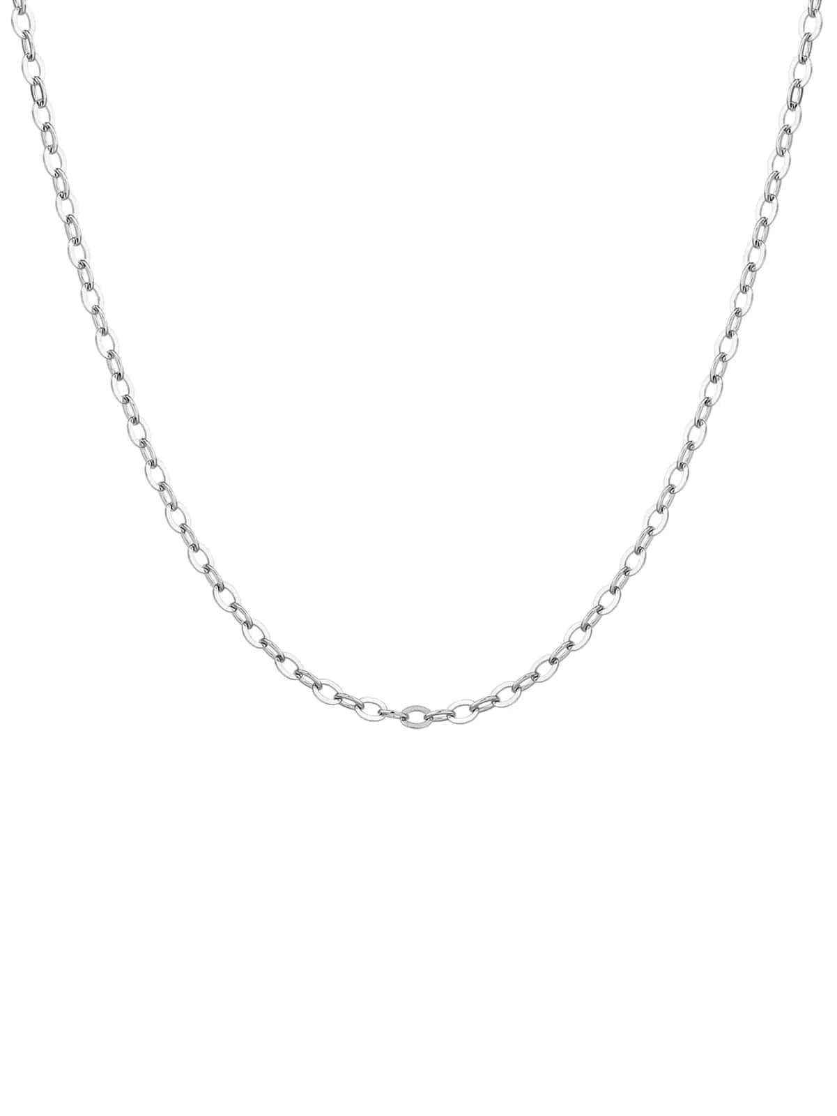 Collar fino de plata con eslabones tipo ancla y baño de rodio (45+5 cm)