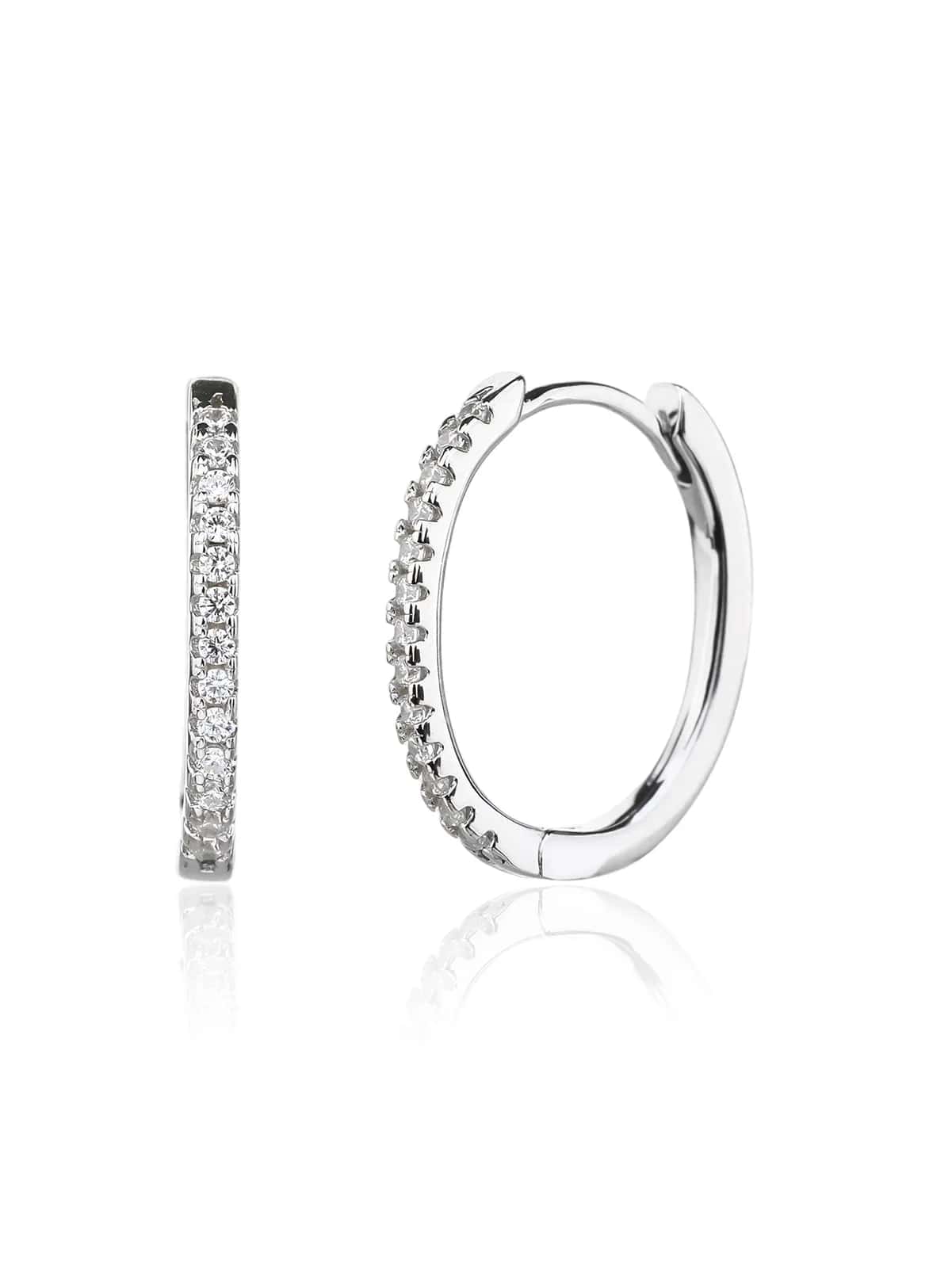 Ohrringe in Form von Kreisen aus Silber mit Zirkonia, rhodiniert
