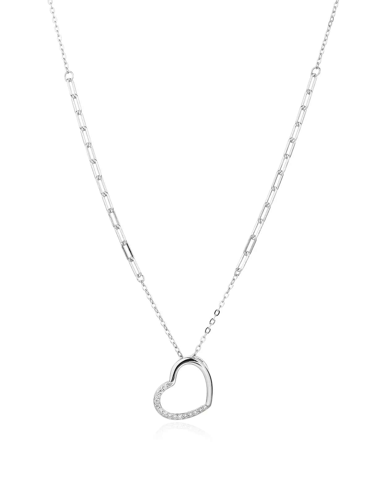 Collar con colgante de corazón y circonitas, plata de ley 925 con baño de rodio (41+6 cm)