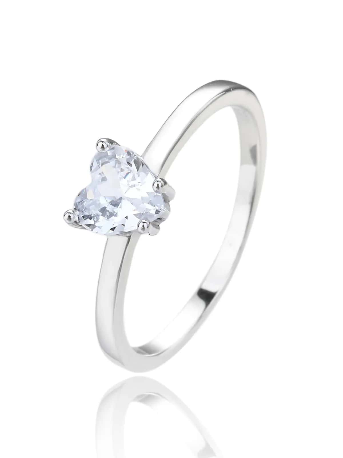 Silver heart shaped stone ring