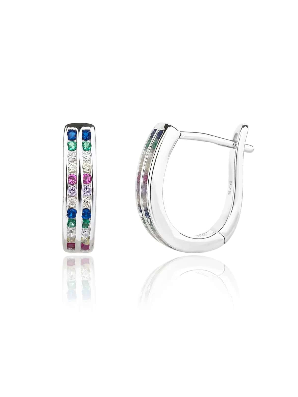 Double-row French-clasp earrings with colored stones