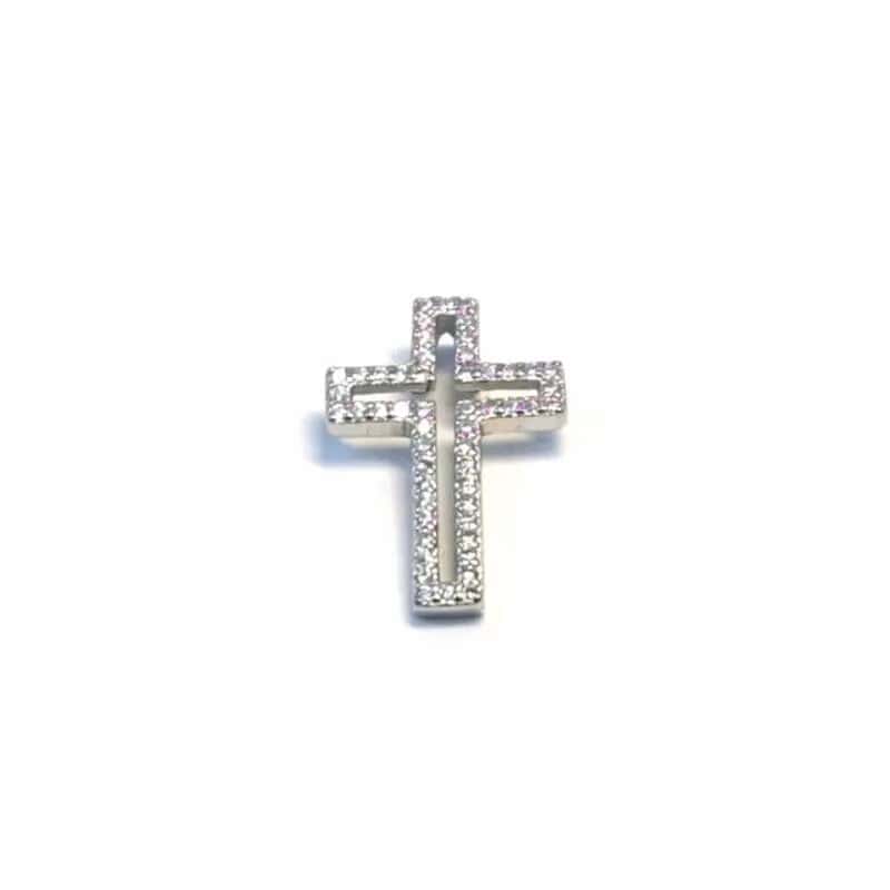 Weißer Stein konturierter Kreuz-Anhänger
